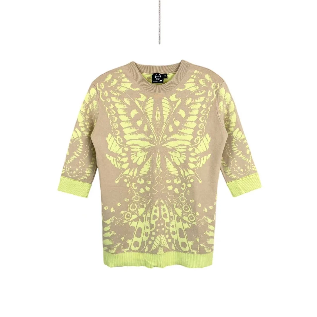 99新 Alexander McQueen/亚历山大·麦昆 bb2145  粘胶纤维 短袖 S