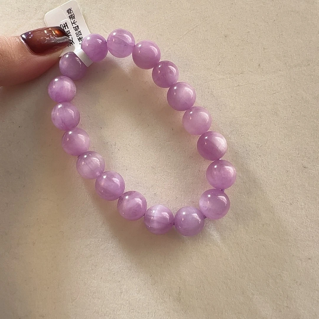 手串未镶嵌锂辉石10咪冰透猫眼紫锂辉手串A+级别