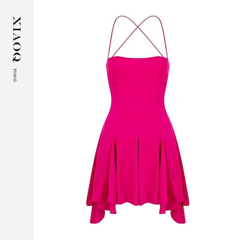 【小Q家】39658度假风露背收腰绑带连衣裙T