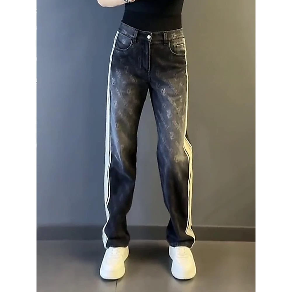 轻奢男装大码潮牌男士简约时尚百搭小众格子提花休闲裤春秋新款