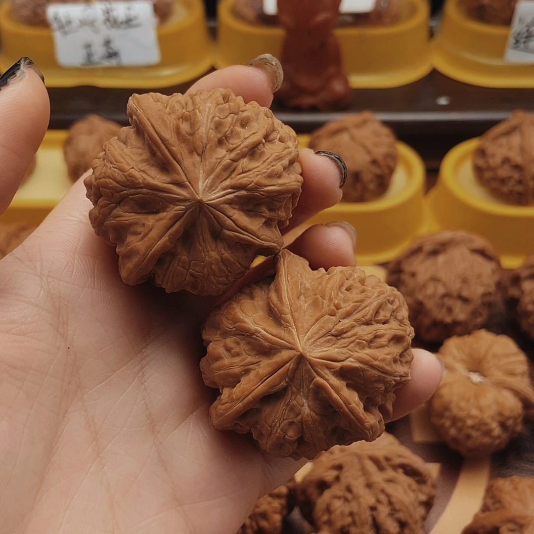 把件文玩核桃45全品平谷凹底三棱
