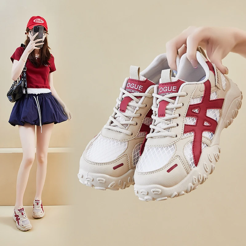 ins韩版新款老爹鞋女2025夏季学生运动厚底增高休闲网面透气K6