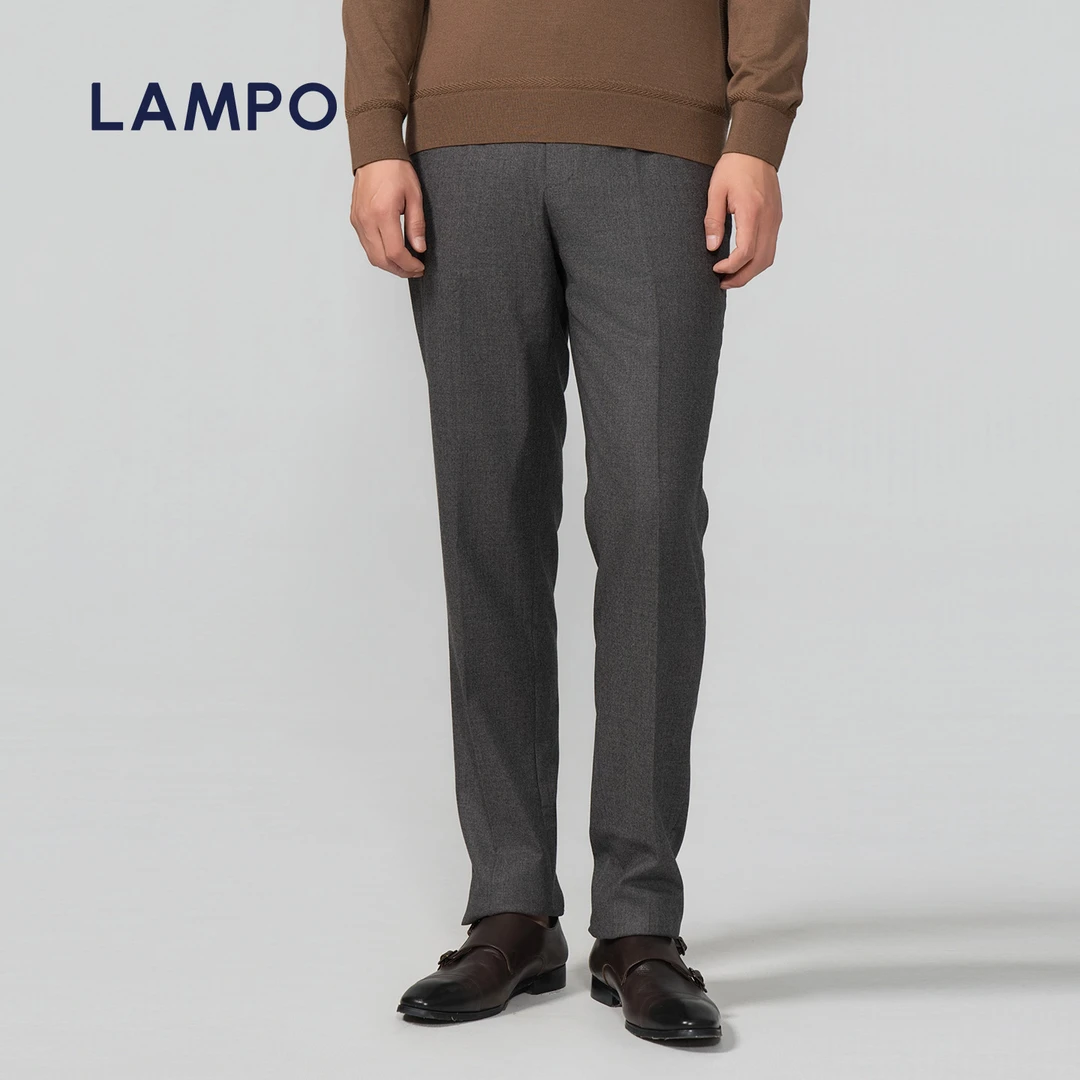 【LAMPO】蓝豹秋冬绒面深米纯色提花套装西裤