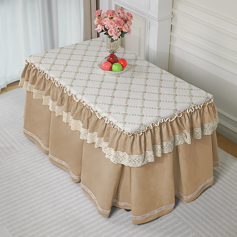 冬季新款燕麦色加厚烤火罩长方形内胆可拆卸升降取暖桌烤火罩套