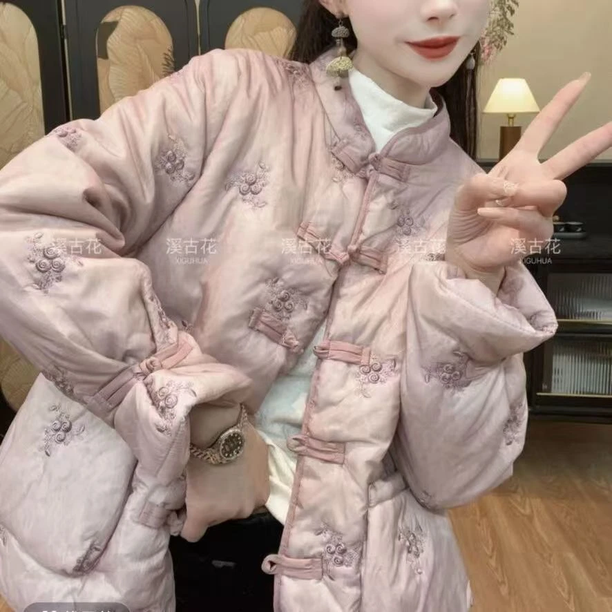国风气质棉服棉衣外套女新中式手工盘扣新款高级加厚保暖冬季