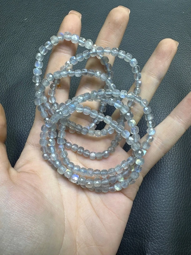 05.灰月光切面单圈手串 4mm(多样性发一条)