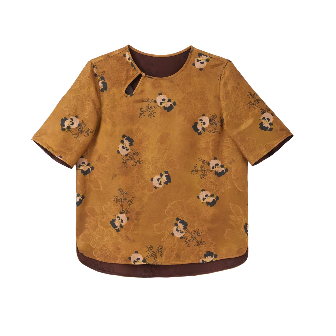 竹意-YZQS252230新中式宋锦桑蚕丝上衣时尚中国风气质提花复古