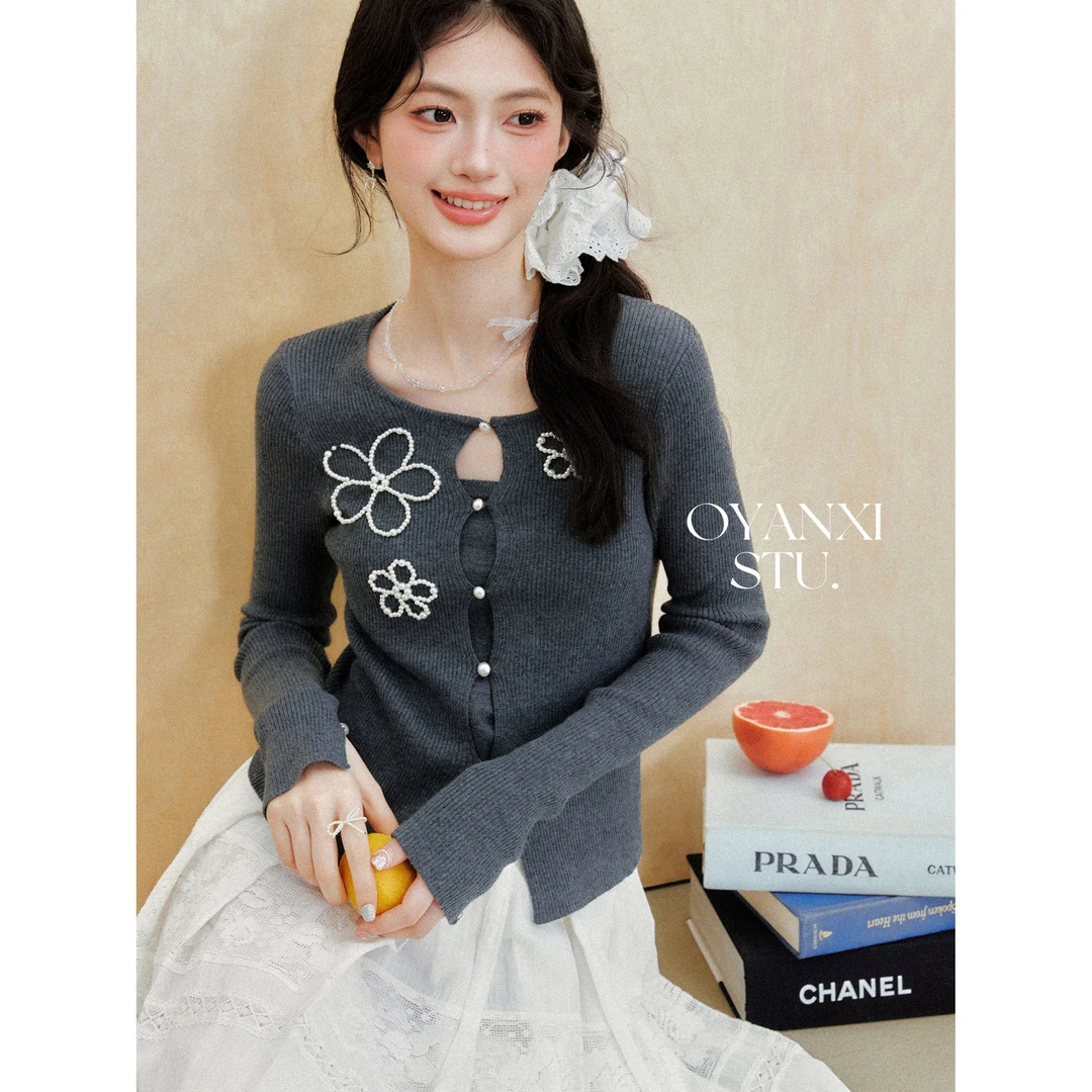 欧阳喜【珍妮丝花园】春夏假两件设计感显瘦修身毛针织衫221M1457
