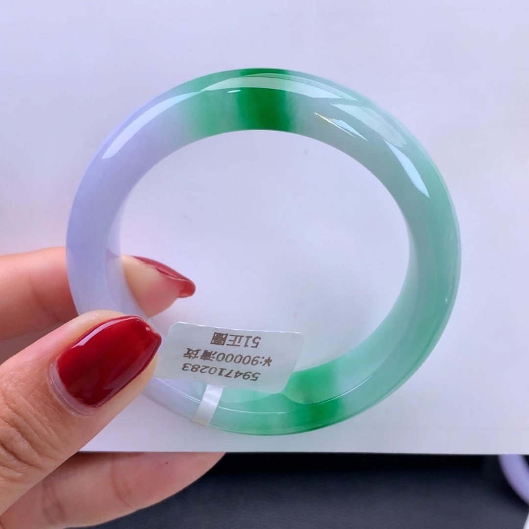 翡翠手镯未镶嵌糯冰春彩底辣绿手镯