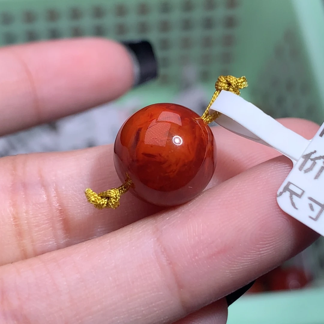 南红玛瑙未镶嵌珠宝半成品火焰单珠卡12.2