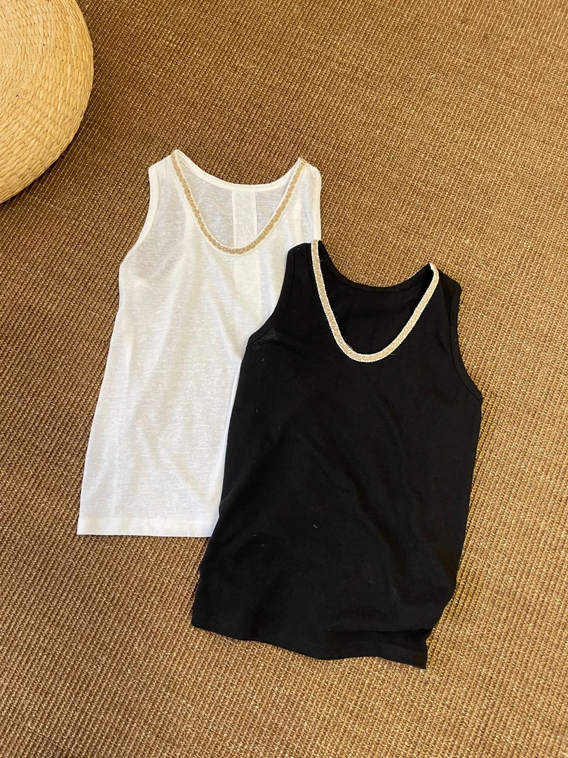 yu hee 【自然麻感】高品质百搭极简雪花棉清爽感背心女