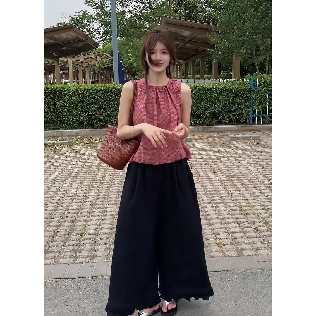 夏季一整套女装2025年新款韩版减龄时尚气质无袖上衣休闲裤两件套