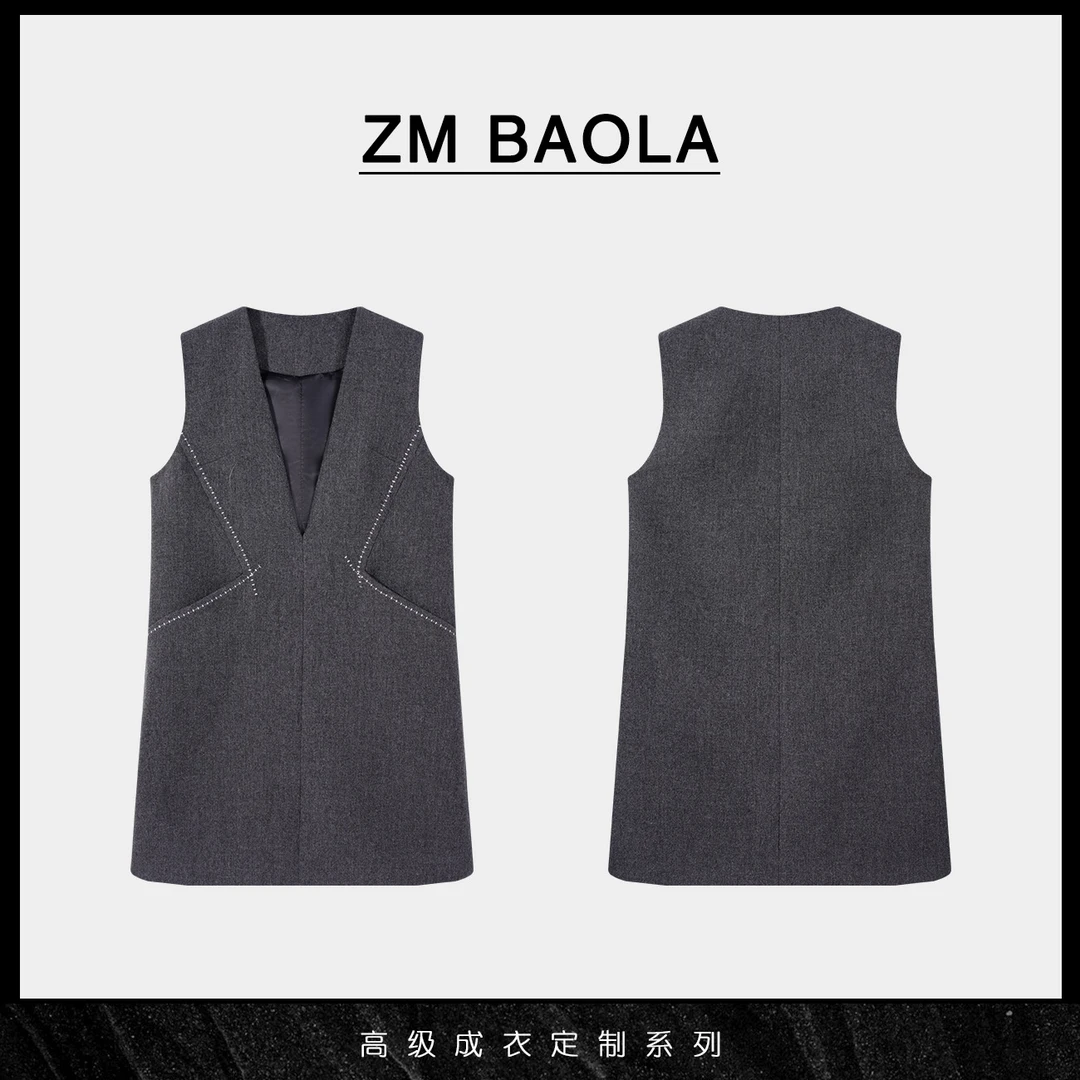 ZM BAOLA【线雨】明线设计立裁羊毛无袖连衣裙CW814-M2
