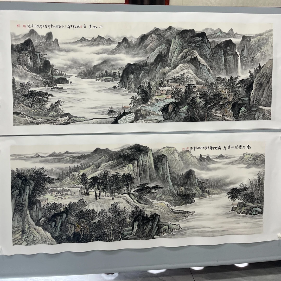 【李川浦】180*70两副画作原作手稿精品山水画