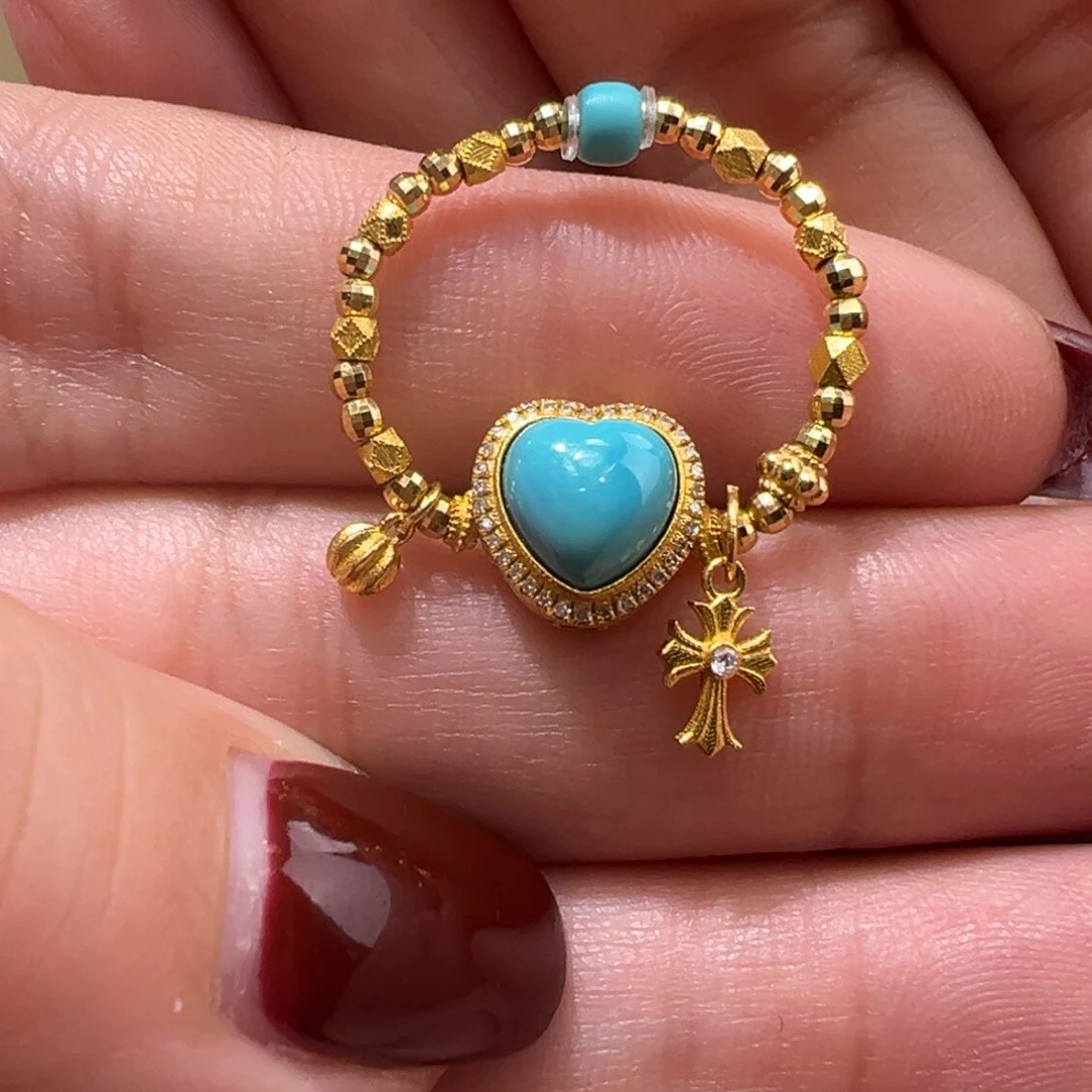 绿松石配件18K金镶嵌戒指