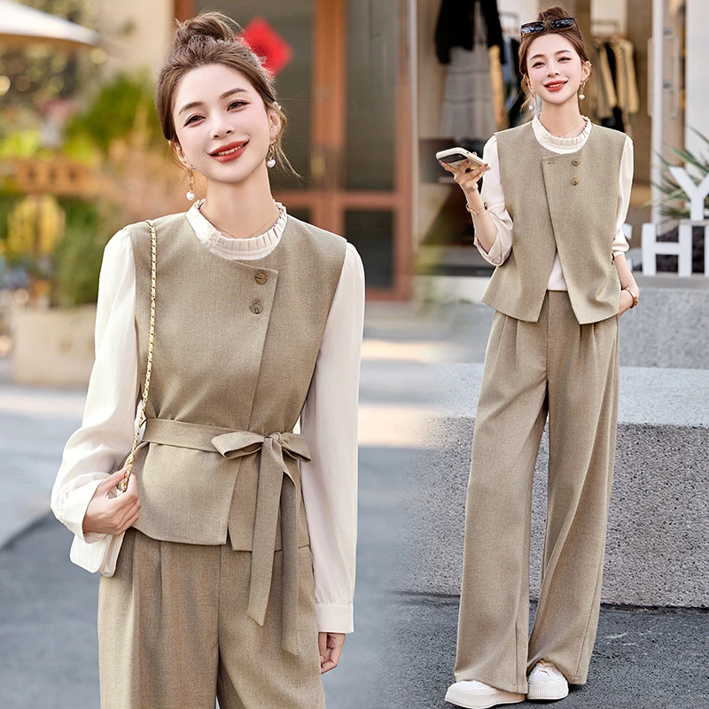 小香风西装套装女2025春季新款高级感独特漂亮衬衫马甲穿搭一整套