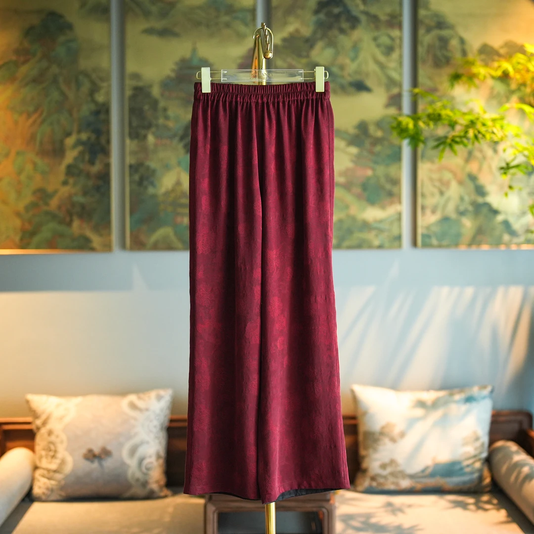 蓝大【釉里红】桑蚕丝新中式长裤5201