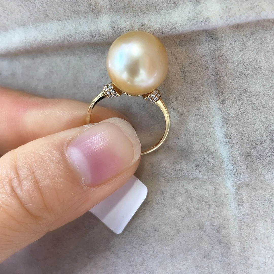 海水珍珠戒圈18K金镶嵌