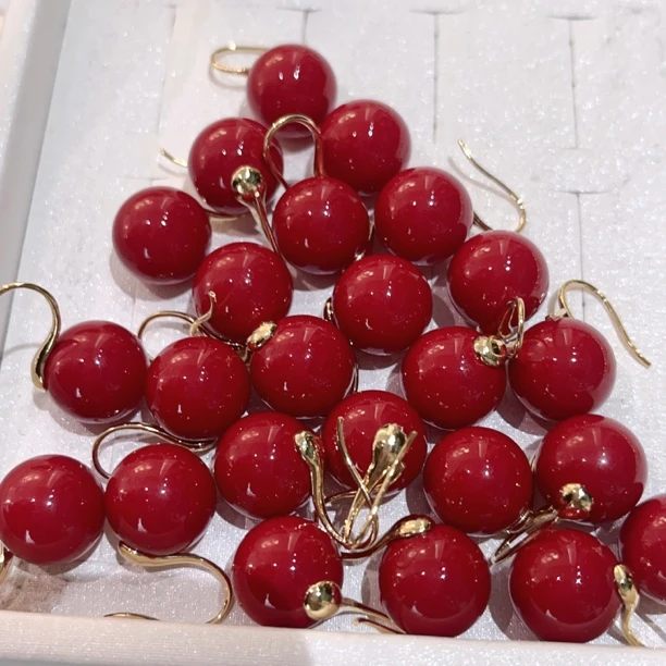 非金属仿珍珠耳饰 S626新年红色卡4高跟鞋耳饰