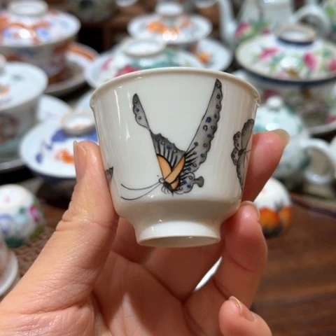 手绘茶杯盖碗壶承陶瓷