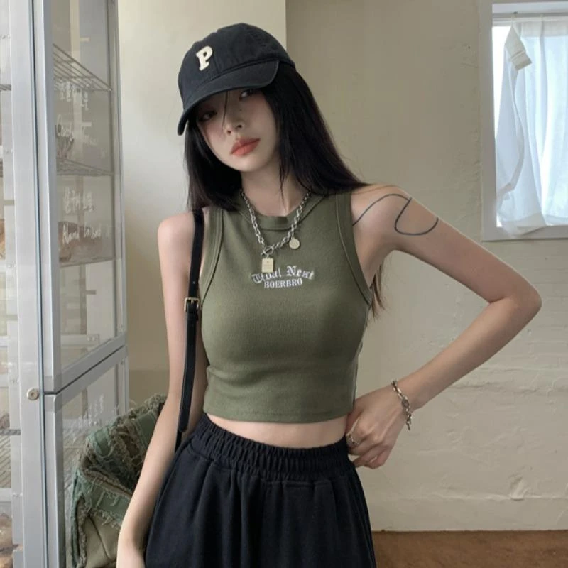 复古甜辣风网红健身背心女款夏遮副乳内搭外穿无袖工字吊带上衣潮