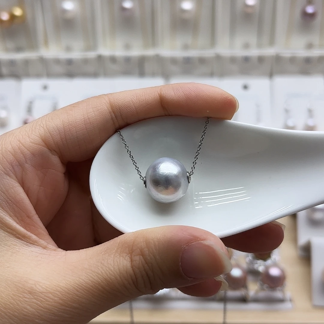 银S925镶嵌淡水珍珠吊坠(赠链)13.7