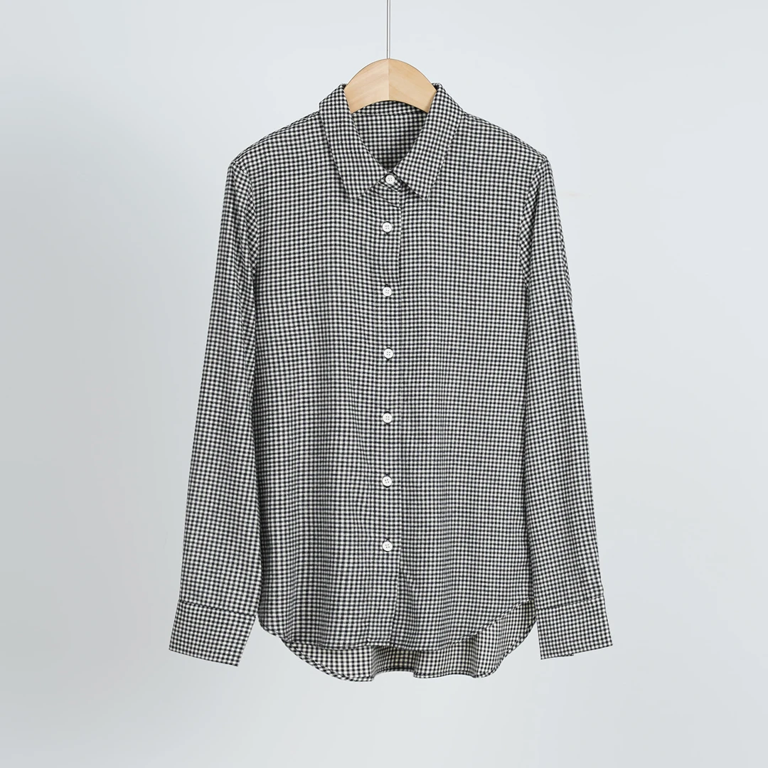 外贸品牌早秋全棉斜纹松弛女士长袖衬衫（251624）2811