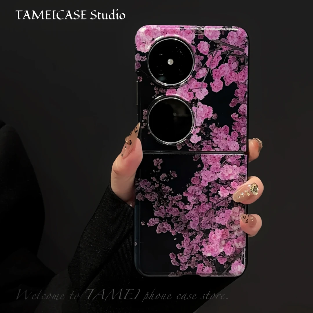 适用于华为pocket2手机壳金属漆折叠屏FINDN3FLIP樱花华为pockets