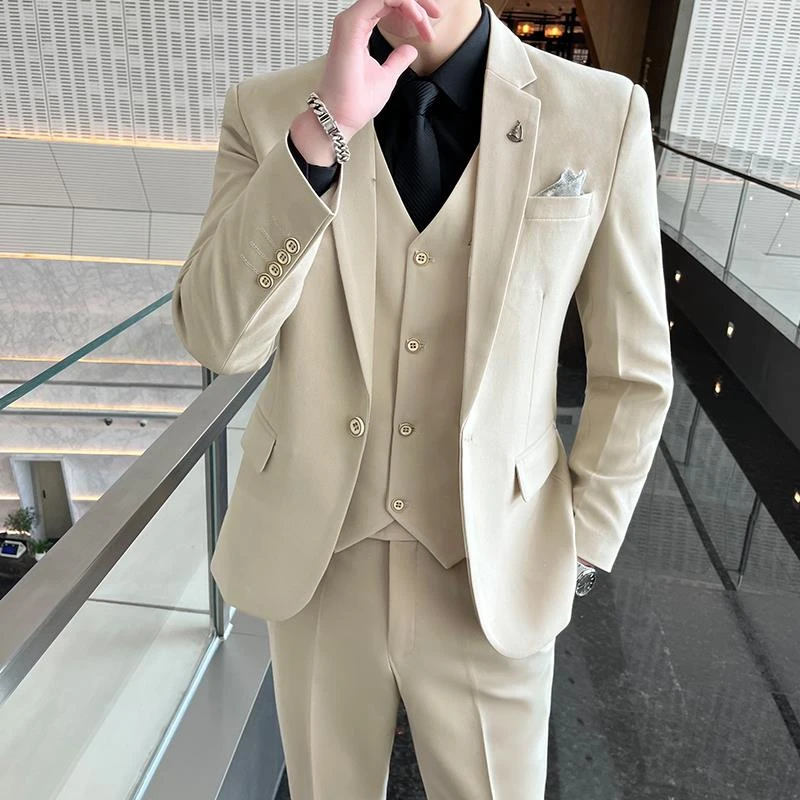 DIIIVERGOM轻奢痞帅男士西装套装商务休闲新郎结婚小西服外慵懒风