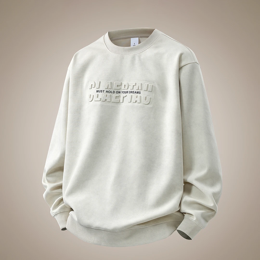 号志HAOZHI简约百搭圆领长袖卫衣男款2025秋季宽松休闲潮流上衣男