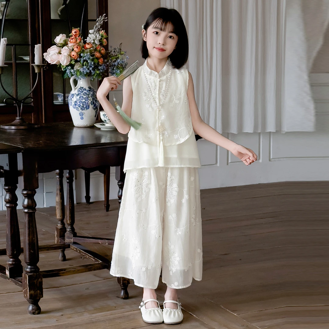 女童国风套装夏季2025新款洋气儿童汉服女孩夏装新中式唐装两件套