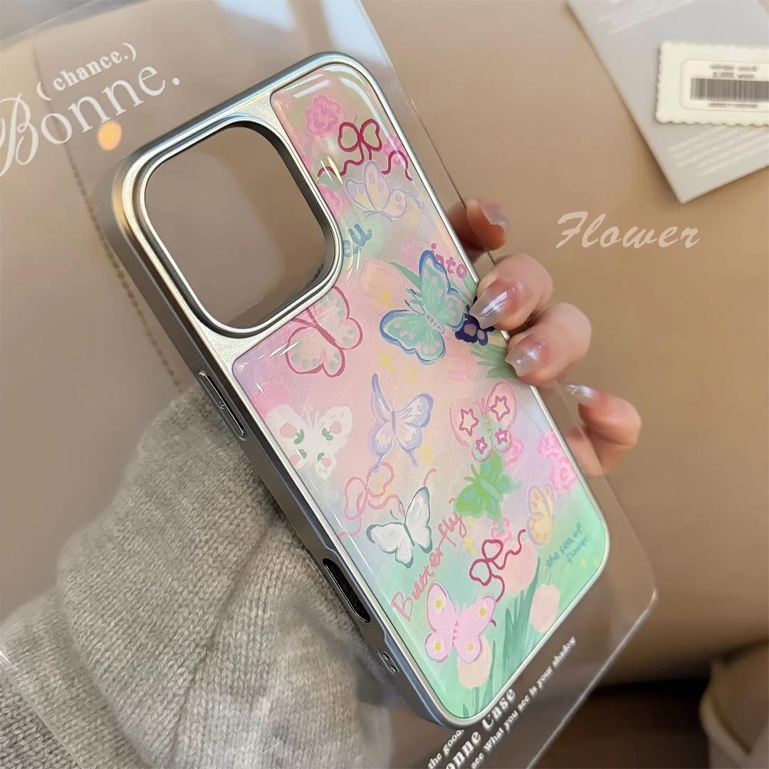 ins水彩蝴蝶滴胶适用16苹果15promax手机壳iphone14高级13小清新1