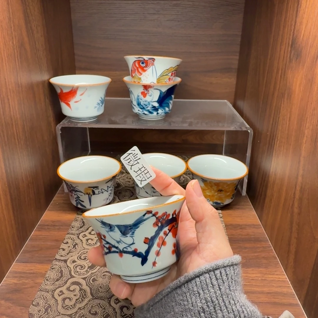 釉下手绘茶具微瑕