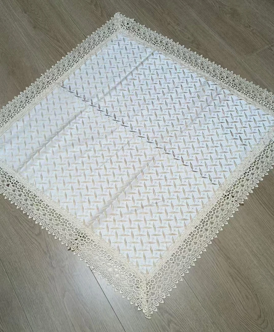 D37 浮雕绣瓜子米色 (130cm方）方桌圆桌麻将桌盖巾，电视盖巾60寸