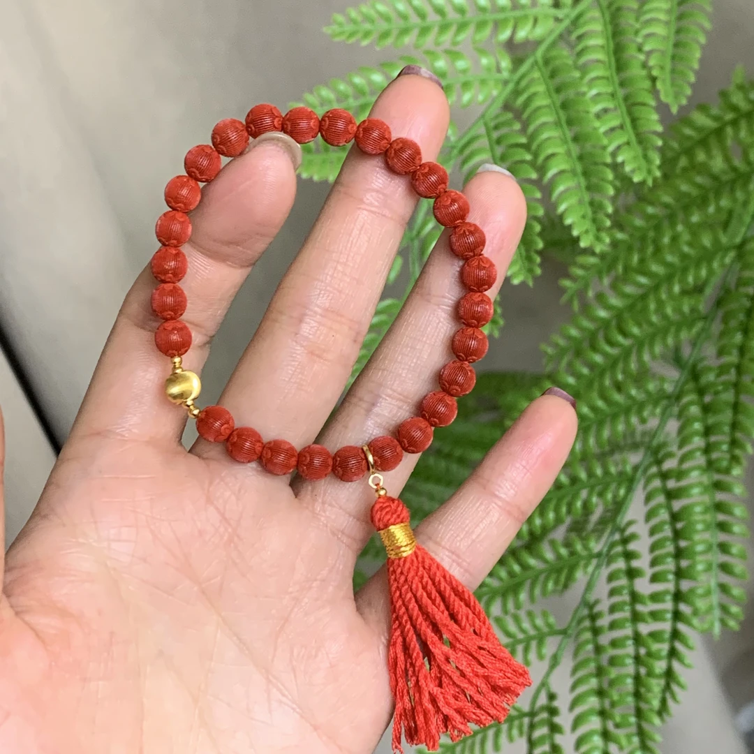 •新年红朱砂灯笼珠925幸运手链A450