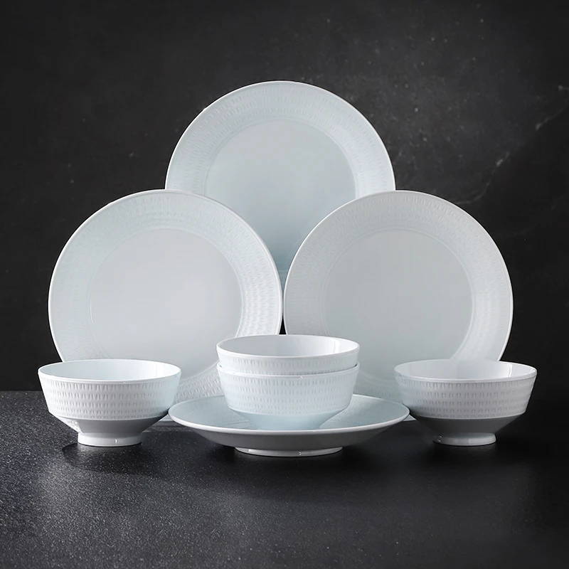 景德镇官方旗舰店无铅陶瓷高颜值碗盘餐具套装家用碗唐甲4碗4盘