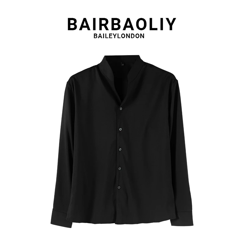BAIRBAOLIY高端莫代尔男士商务休闲衬衫长袖抗皱百搭衬衣2025新款