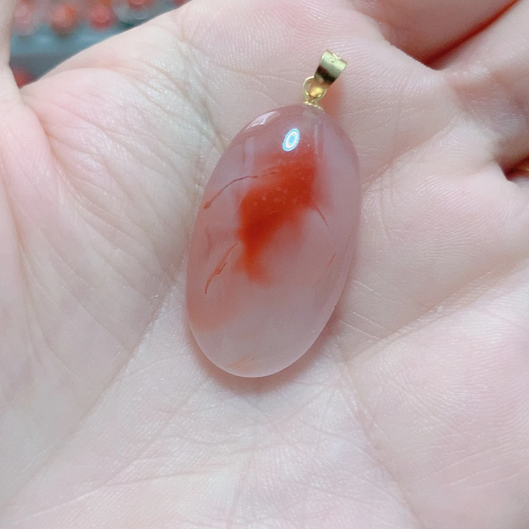 南红玛瑙银S925镶嵌吊坠(不含链)