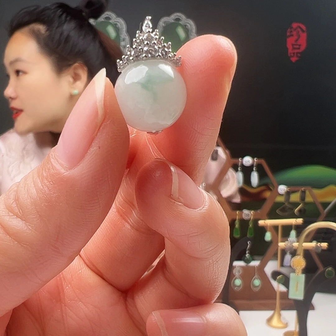 银S925镶嵌翡翠耳饰