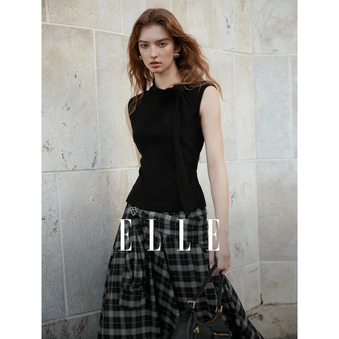 ELLE设计感立领吊带背心内搭2025夏日穿搭气质欧若风上衣EE50846