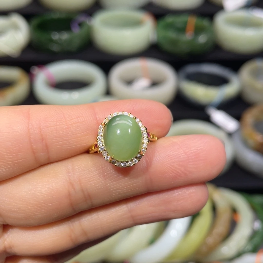 银S925镶嵌戒指和田玉