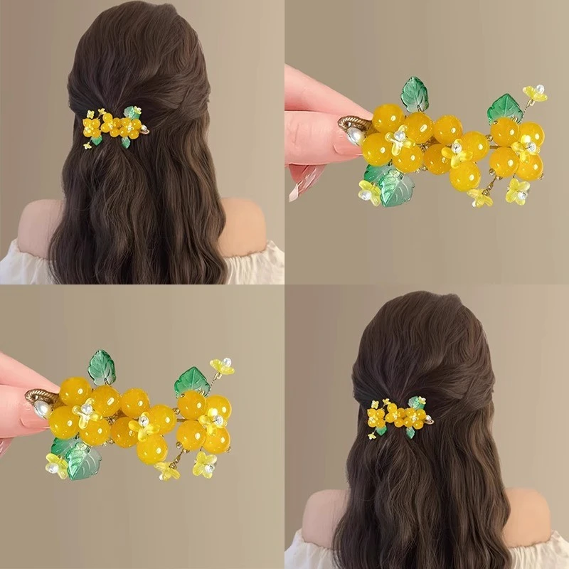 十里飘香！国风桂花发夹！超仙新中式侧边夹浏海夹碎发夹旅行发夹