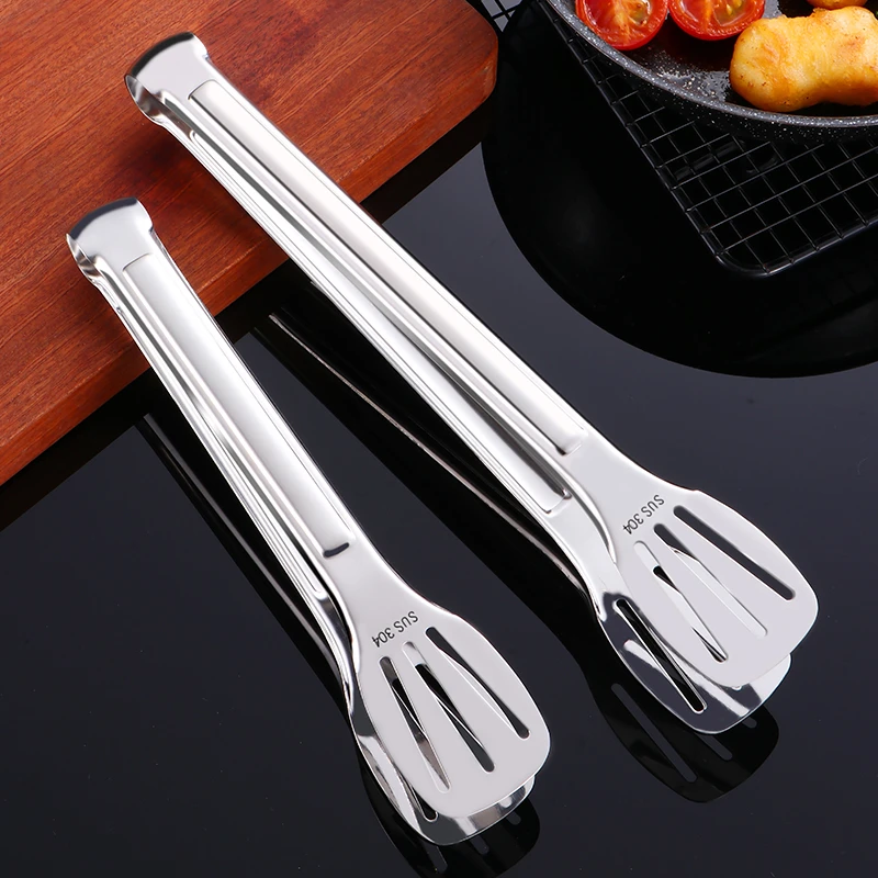 304不锈钢食品夹面包蔬菜夹煎牛排烧烤长柄加厚防烫夹厨房家用夹