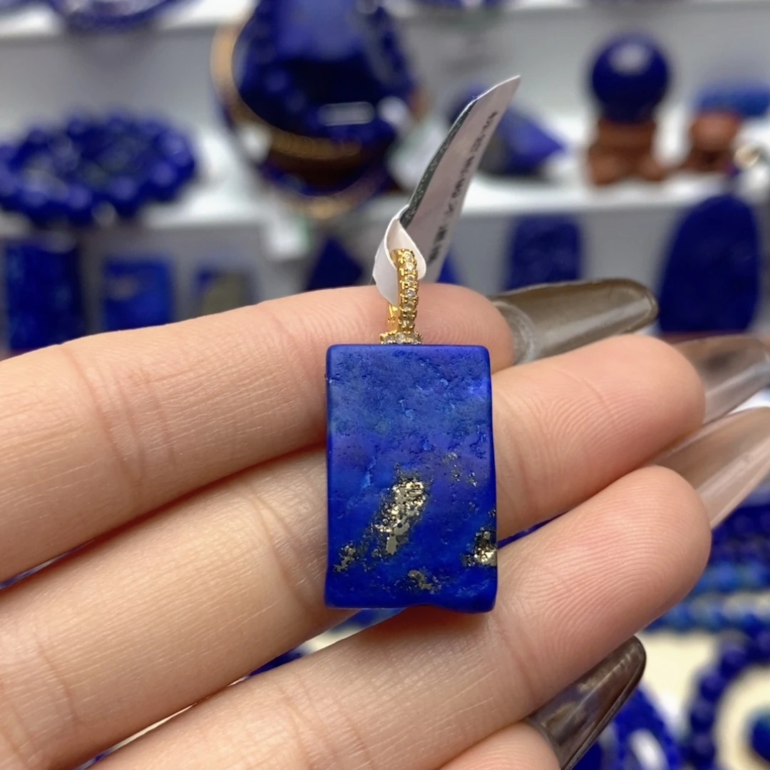 青金石银S925镀金镶嵌颈饰