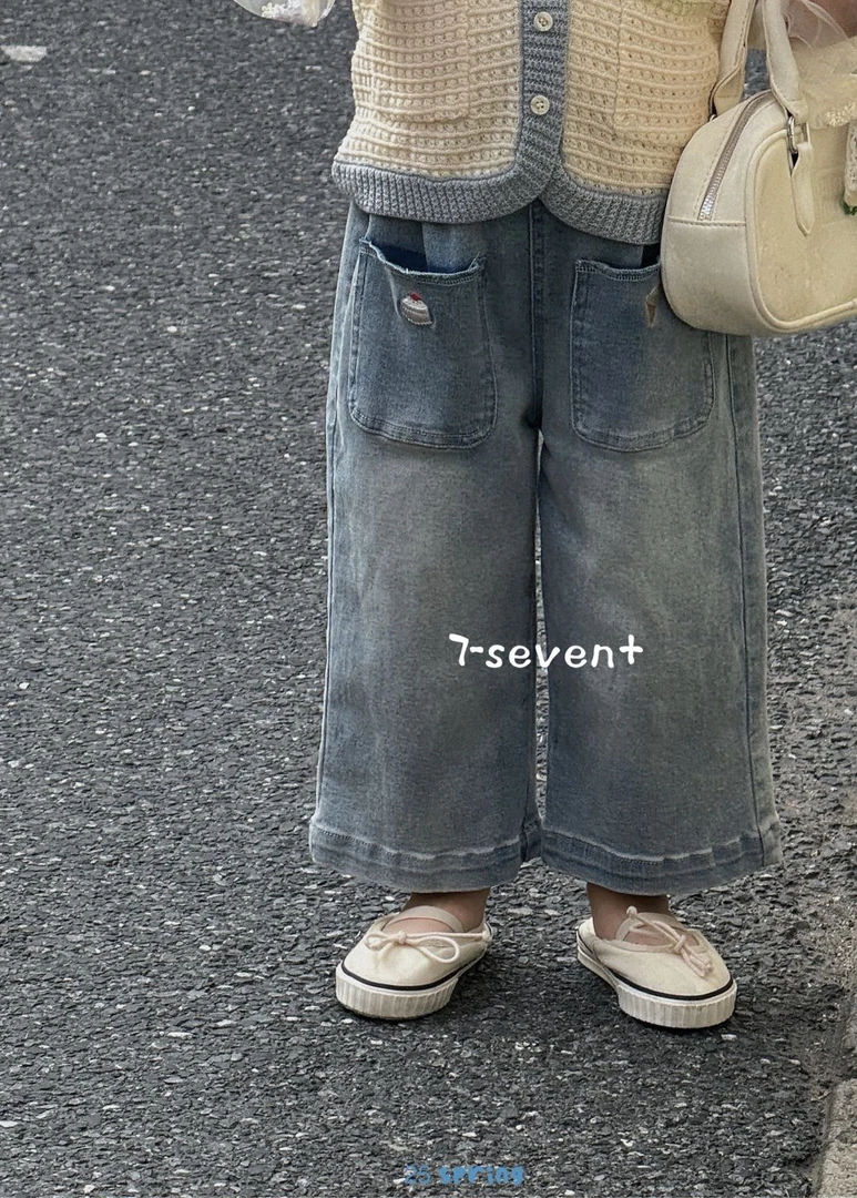 7seven2025春夏刺绣蛋糕冰激淋牛仔裤7486女童甜美可爱