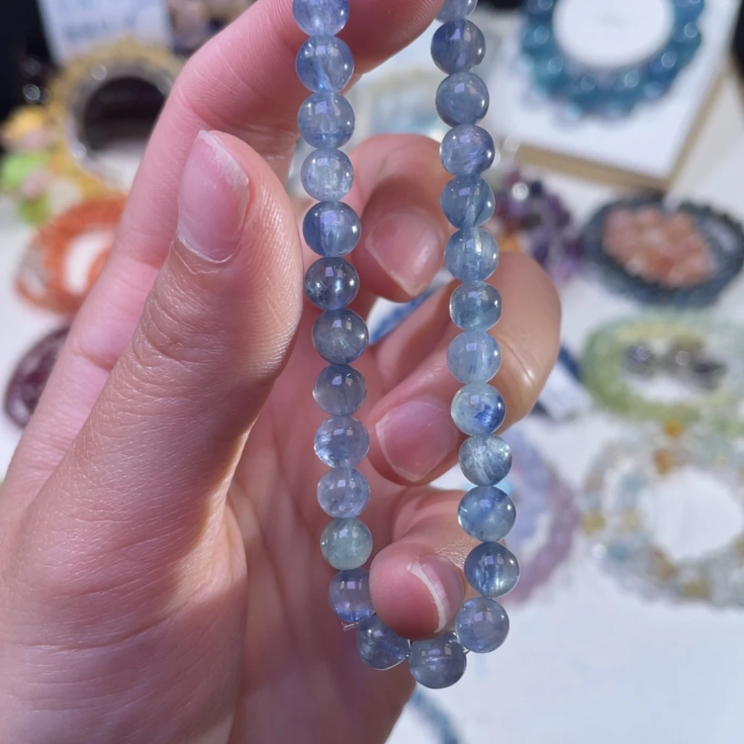 未镶嵌手链烟晶拉丝猫眼蓝绿晶6+