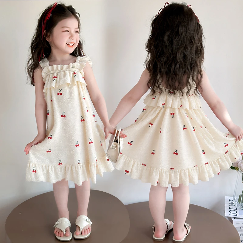 2025新款夏季女蓬蓬裙卡通风公主裙连衣裙无袖裙子套装女童女孩