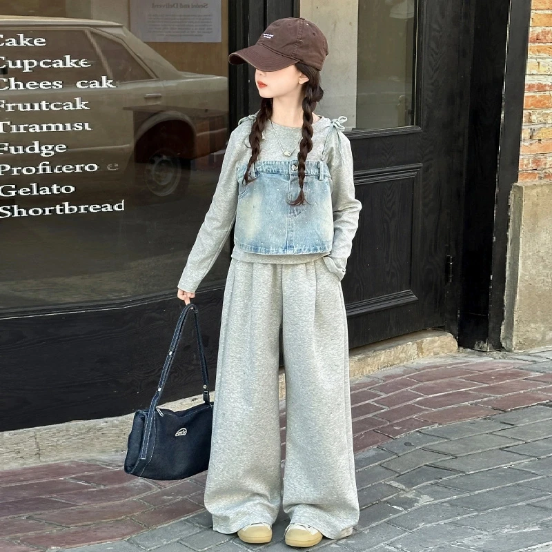 女童春装套装2025新款女大童三件套洋气时髦儿童衣服春季网红套装