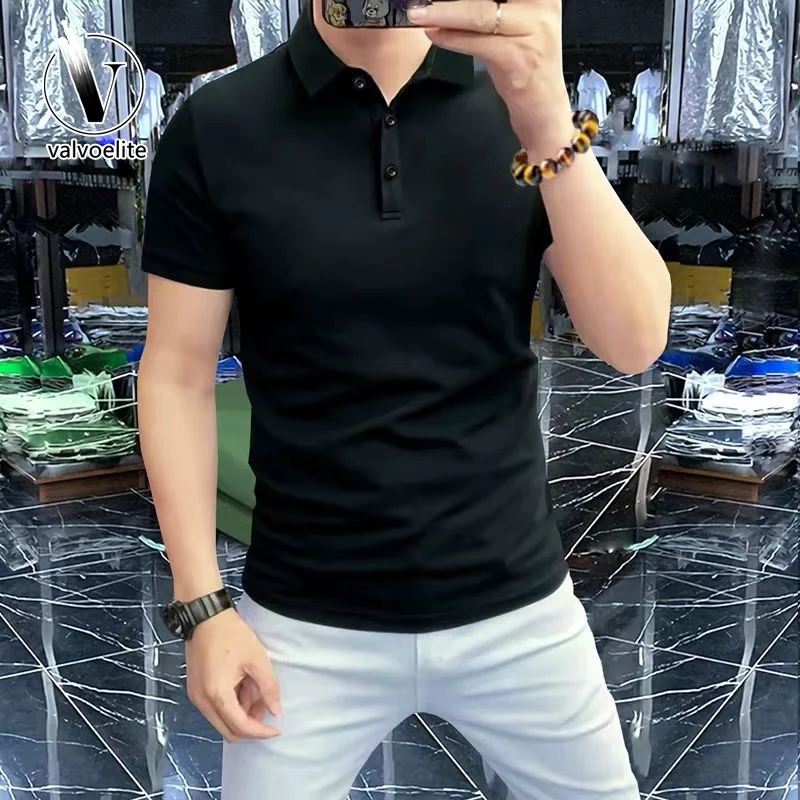VALVOELITE百搭时尚男士衫短袖新款夏季翻领恤户外修身男士小衫
