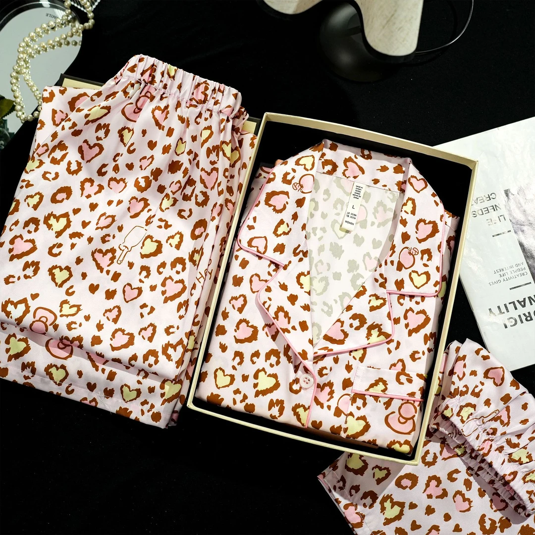 【78】短袖三件套家居服丝质套装睡衣新款上新可外穿-24100